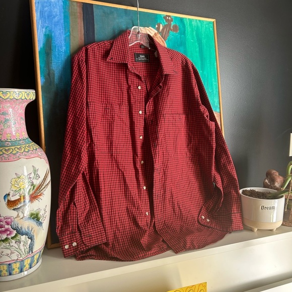 Vintage Sears Red and Black Plaid Shirt M - Picture 2 of 15